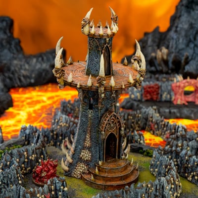3D printed and painted Demon Terrain for dnd and wargaming