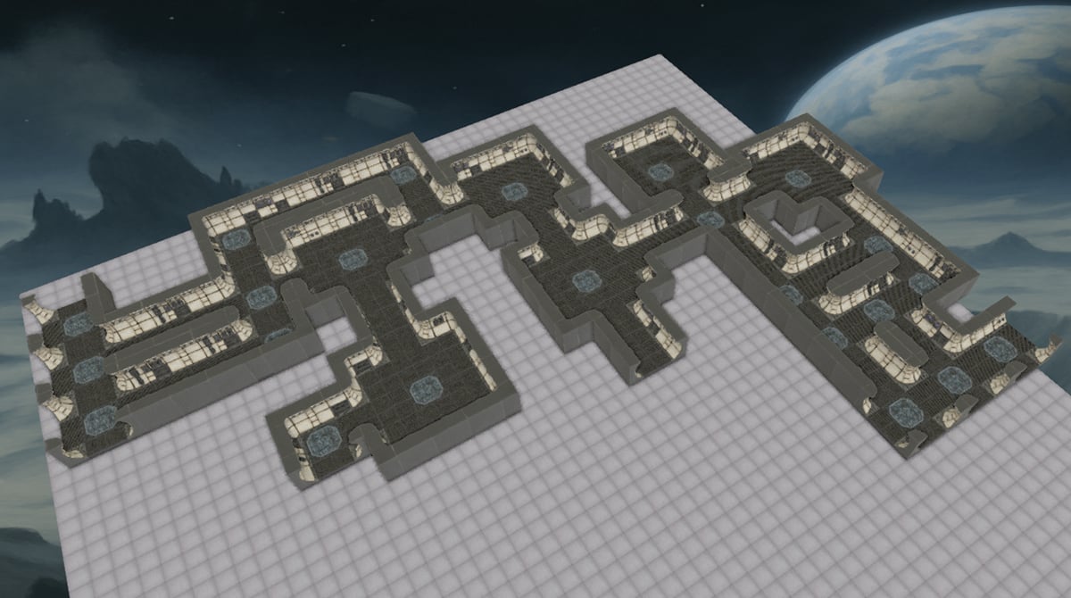 3D render of space hulk maps built in Terrain Tinker