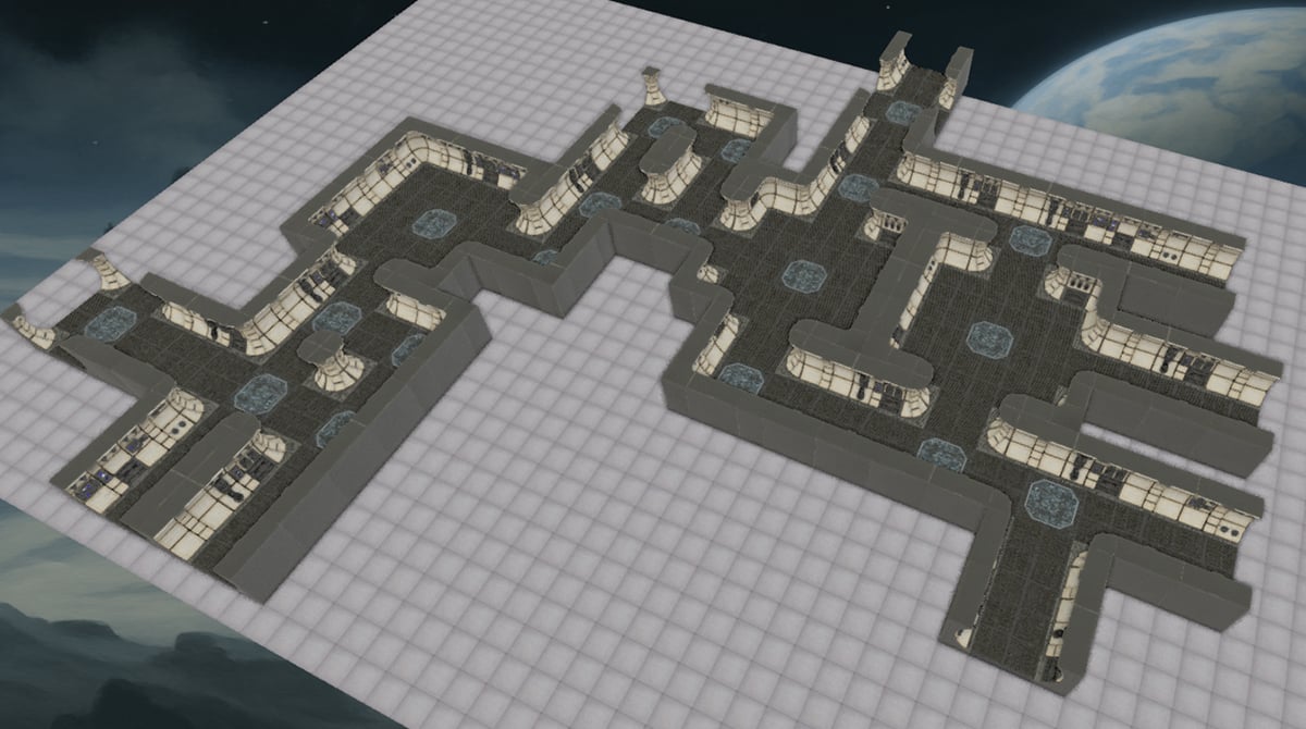 3D render of space hulk maps built in Terrain Tinker