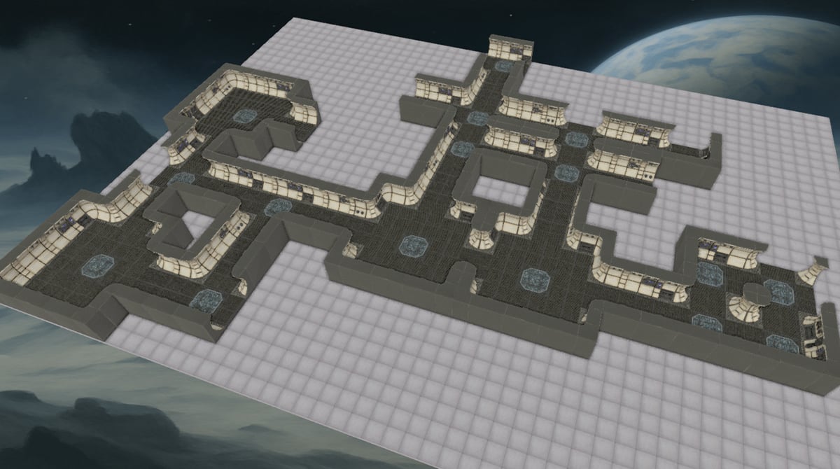 3D render of space hulk maps built in Terrain Tinker