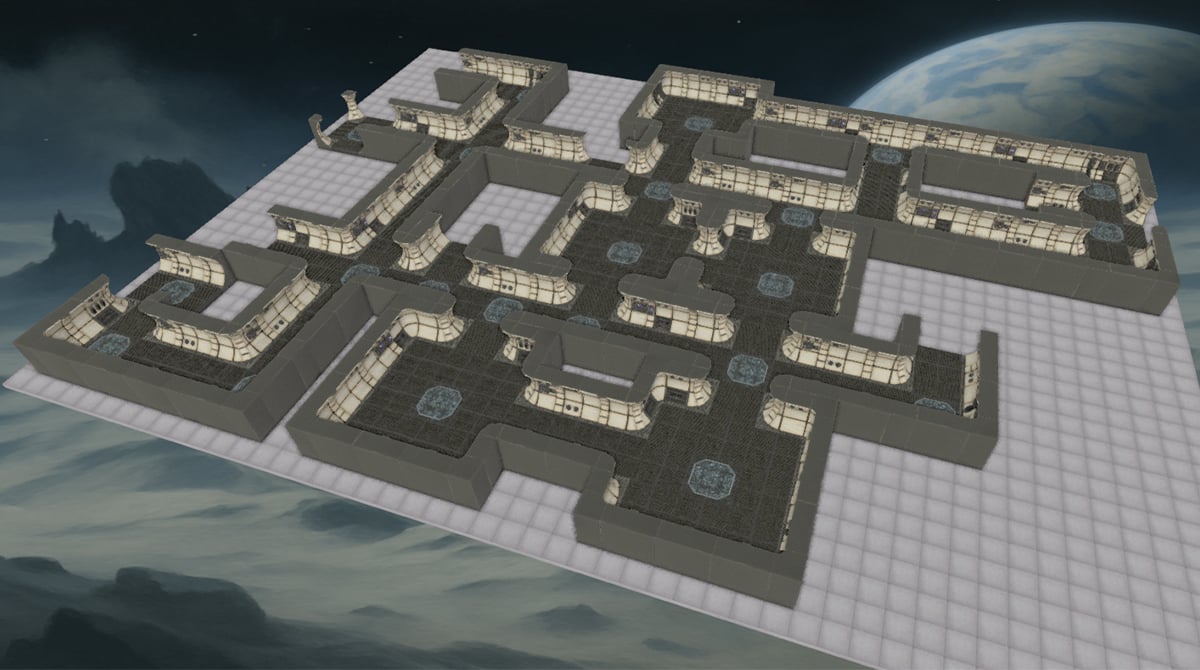 3D render of space hulk maps built in Terrain Tinker