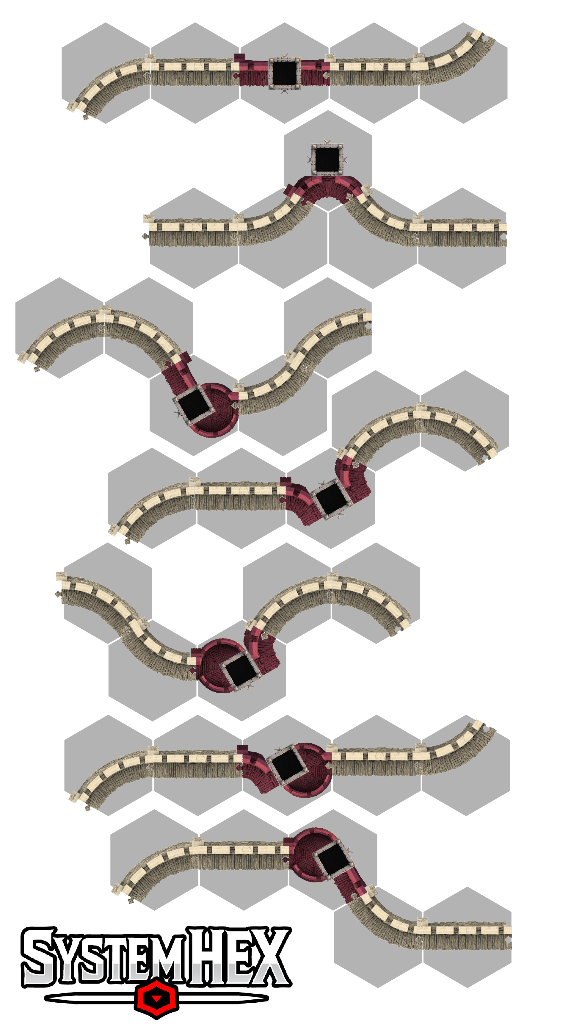 Top down graphic diagram of the Small Square Bastion in SystemHEX