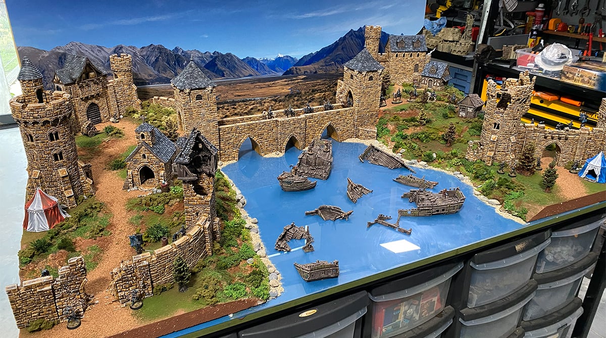 3D printed and painted Throne & Ash castle for dnd and wargaming