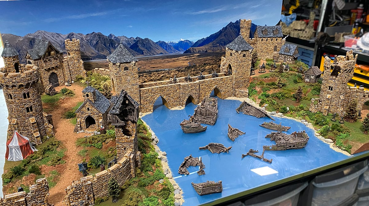 3D printed and painted Throne & Ash castle for dnd and wargaming