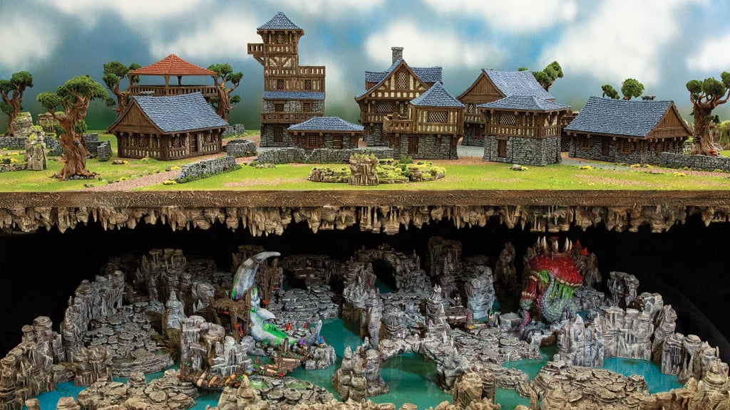 3d printed and painted Clorehaven & Goblin Grotto