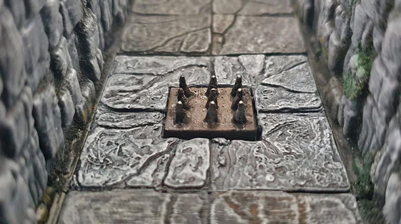 3d printed and painted openlock trapdoor model