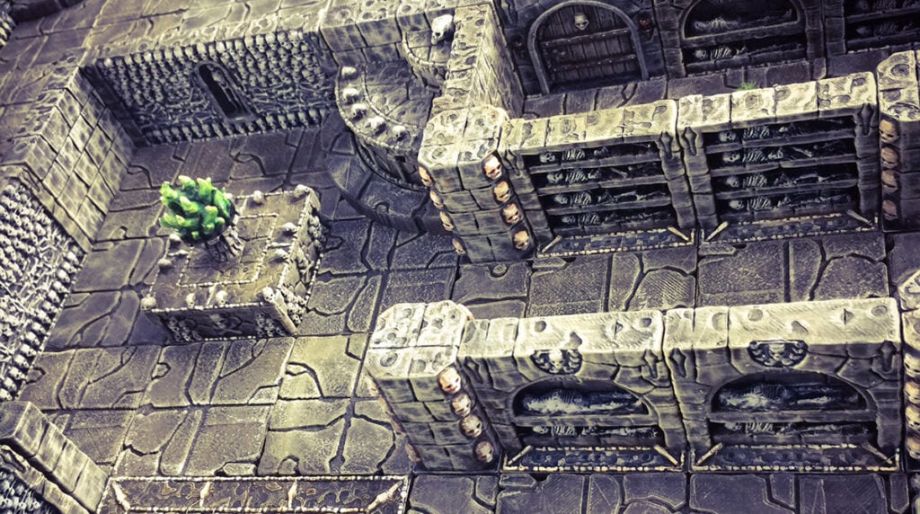 3d printed and painted openlock crpyts models