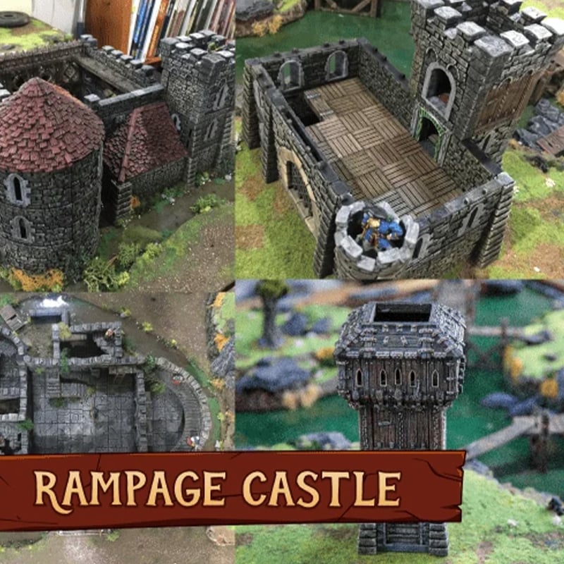 3d printed and painted Rampage Castle for dnd and wargaming