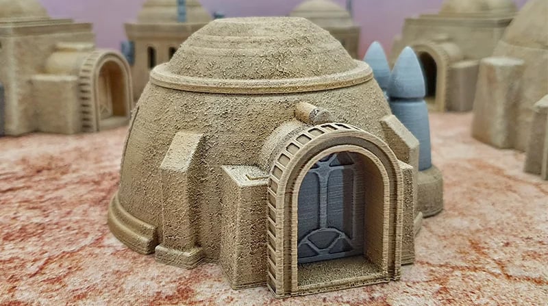 3d printed and painted desert planet model