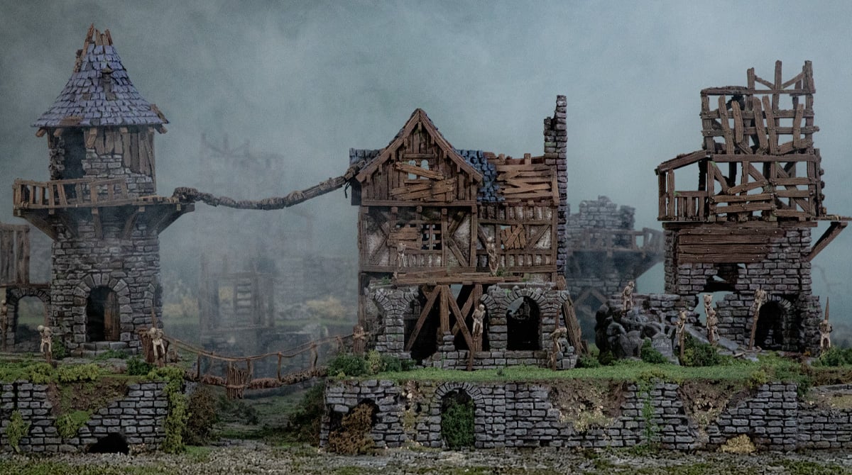 3d printed and painted shadowfey terrain