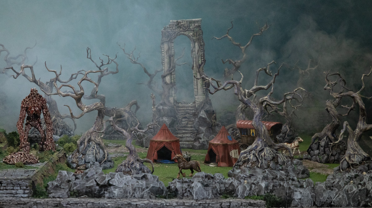3d printed and painted shadowfey terrain