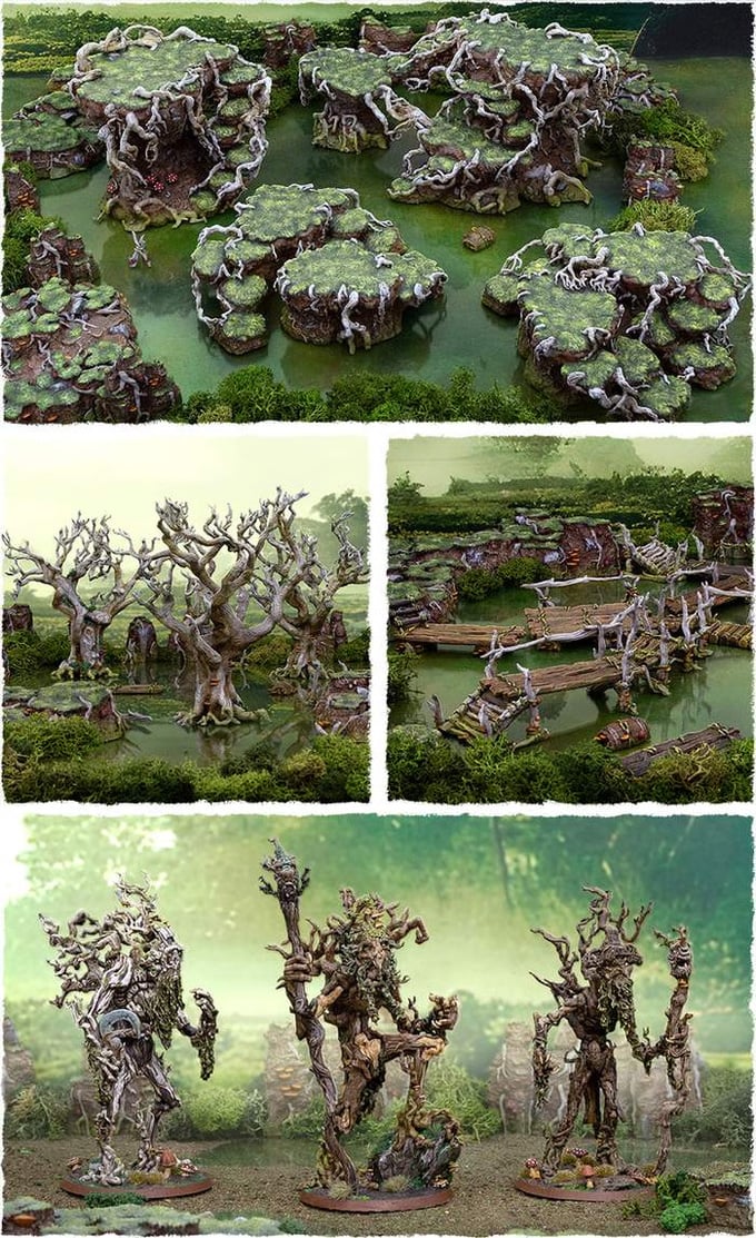 Collage of gloaming swamps photos