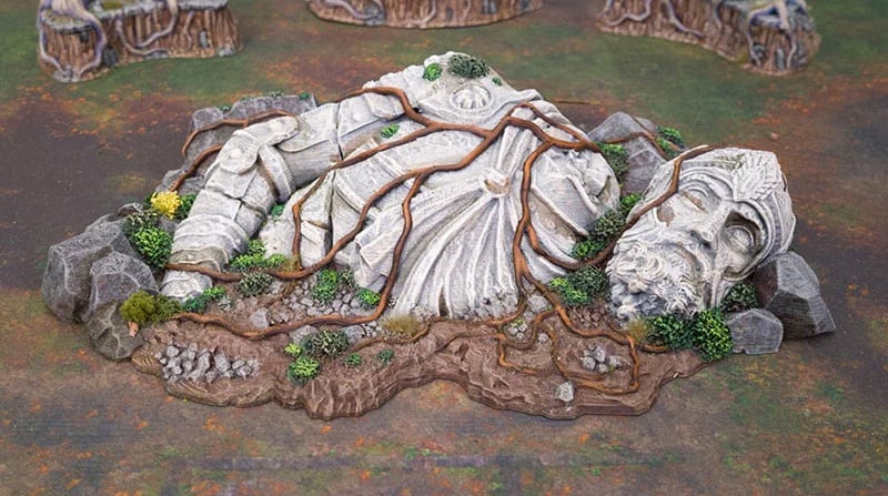 3d printed and painted ruined statue model