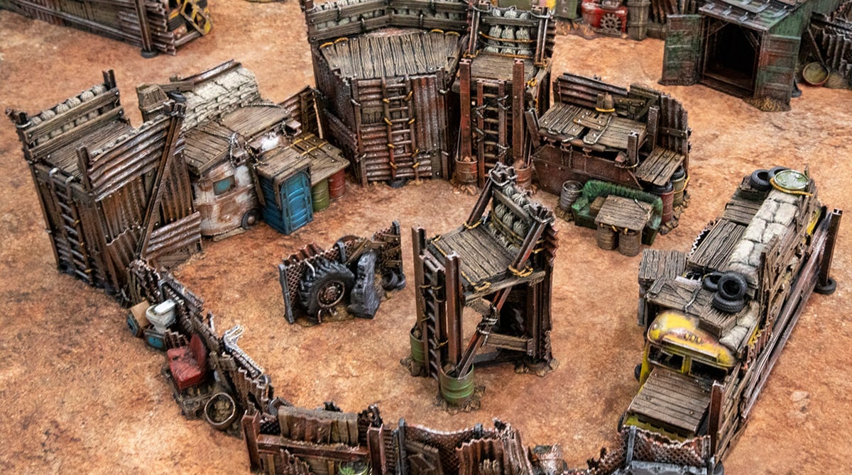 3d printed and painted Wasteworld terrain