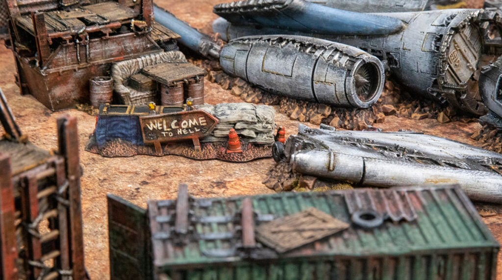 3d printed and painted Wasteworld terrain