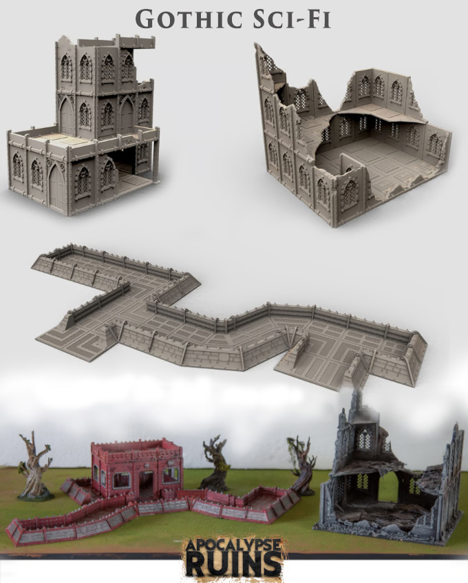 3D renders of the APOC gothic scifi ruins