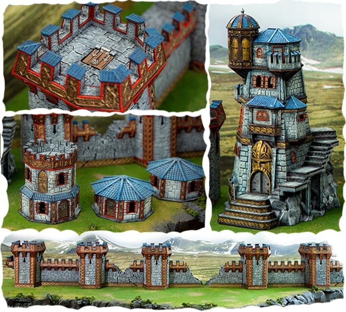 3d printed and painted dwarves, elves and demons terrain
