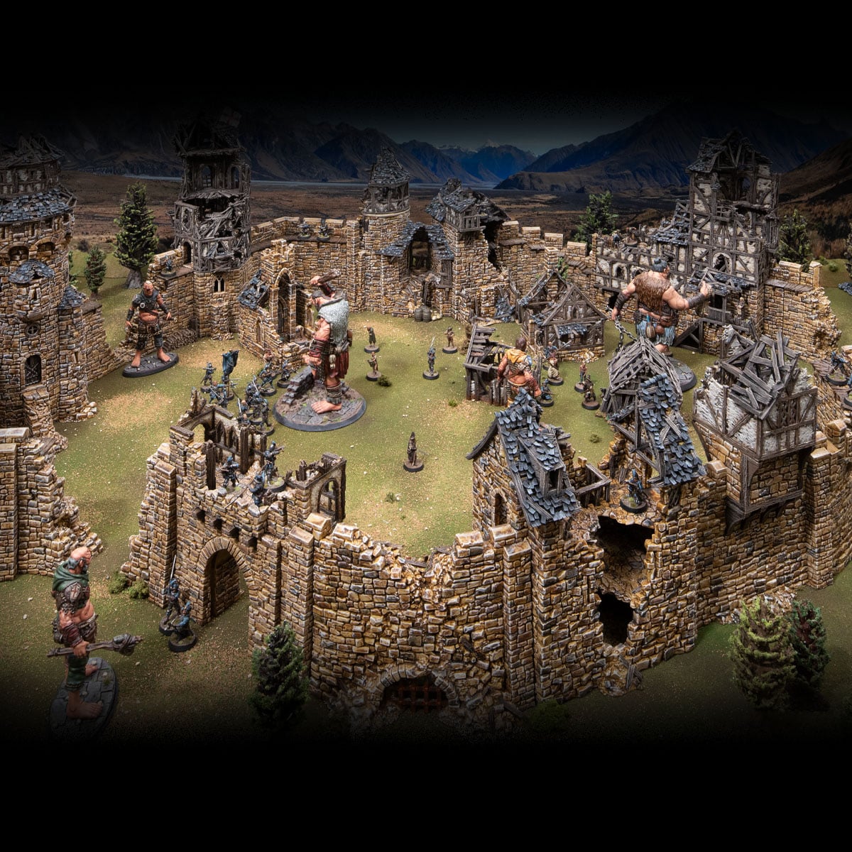 3d printed and painted Throne & Ash castle for dnd and wargaming