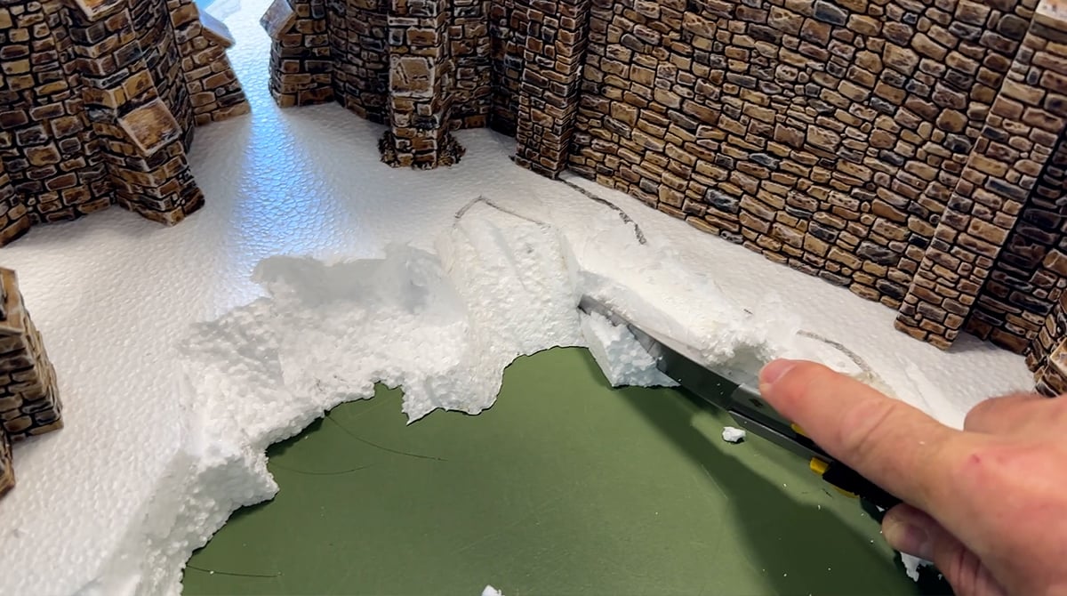 Trimming polystyrene for a 3d printed Island Castle