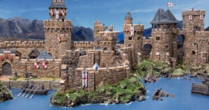 3d printed and painted Island Castle for dnd and wargaming