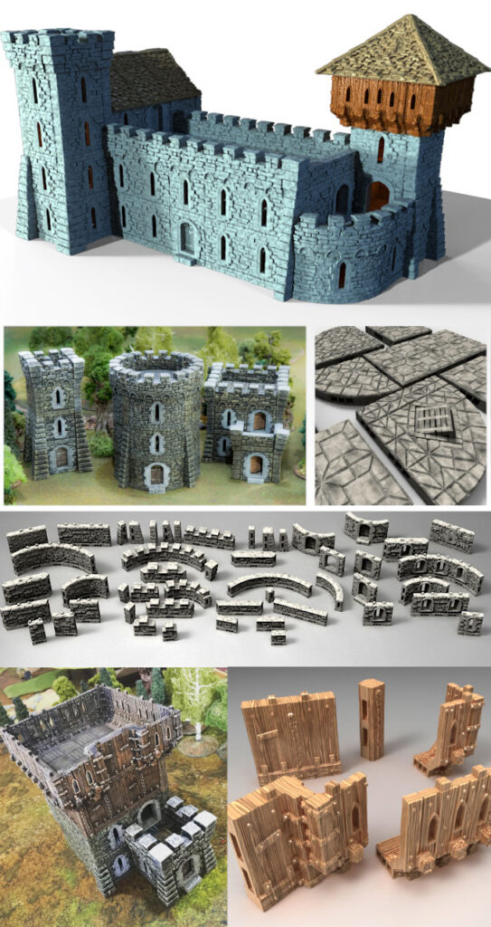 3d printed and painted Rampage Castle models