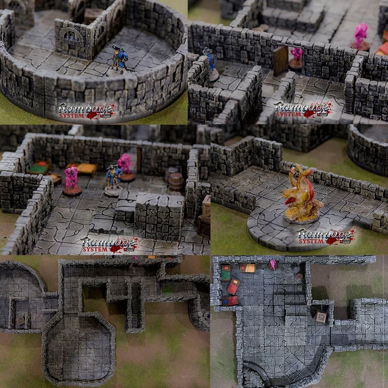 3D printed and painted Rampage Dungeon models