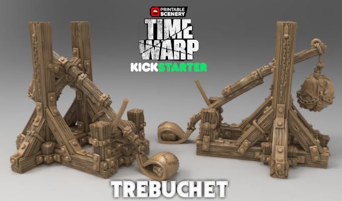 3d renders of Time Warp trebuchet models