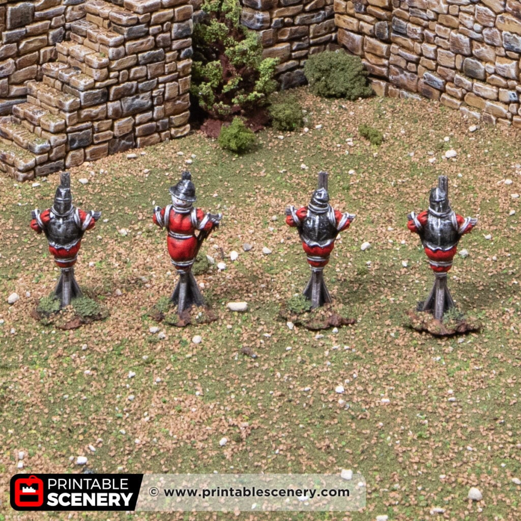 3d printed and painted Training Grounds models for dnd and wargaming