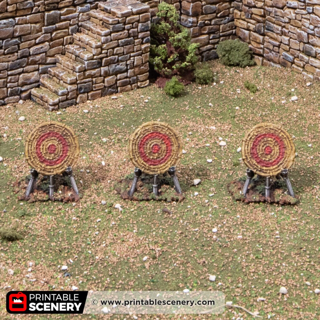 3d printed and painted Training Grounds models for dnd and wargaming