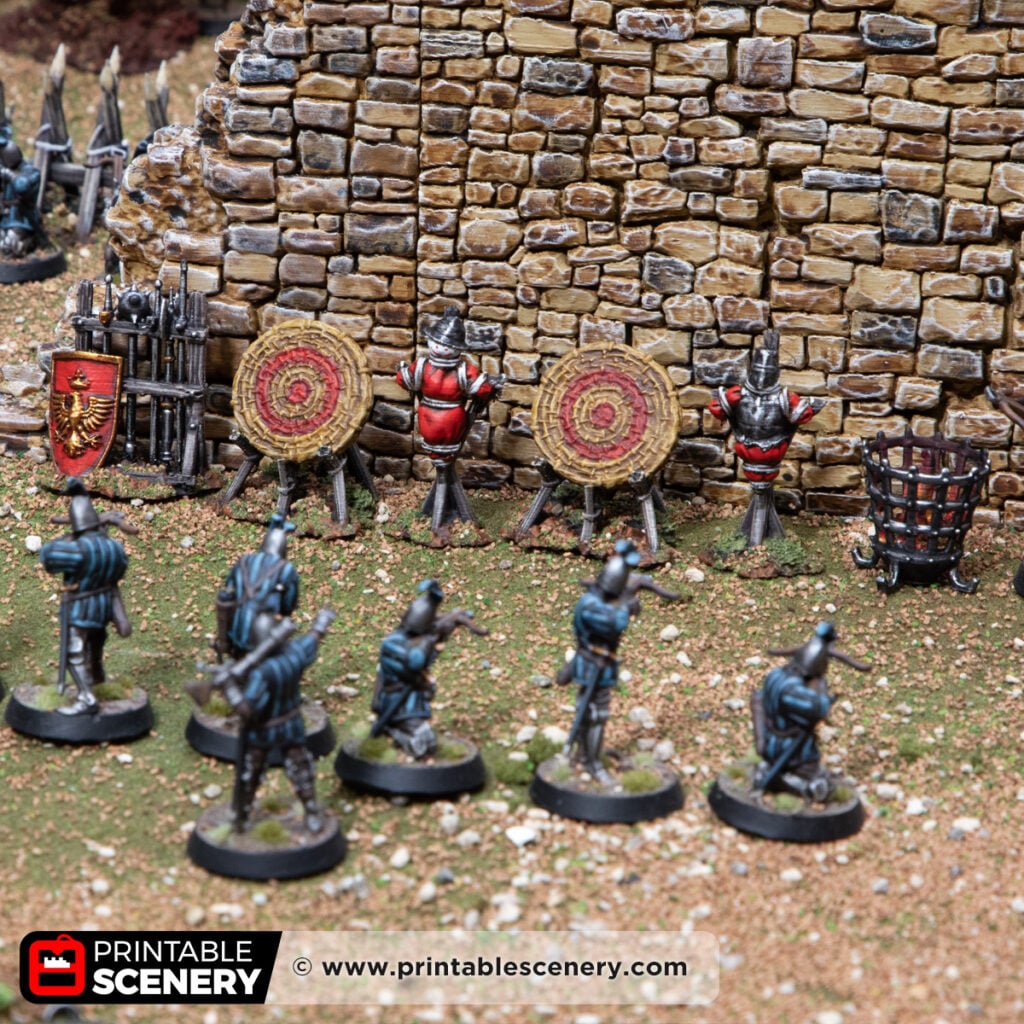3d printed and painted Training Grounds models for dnd and wargaming