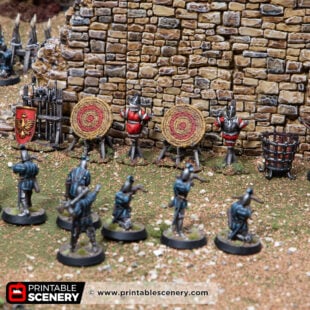 3d printed and painted Training Grounds models for dnd and wargaming