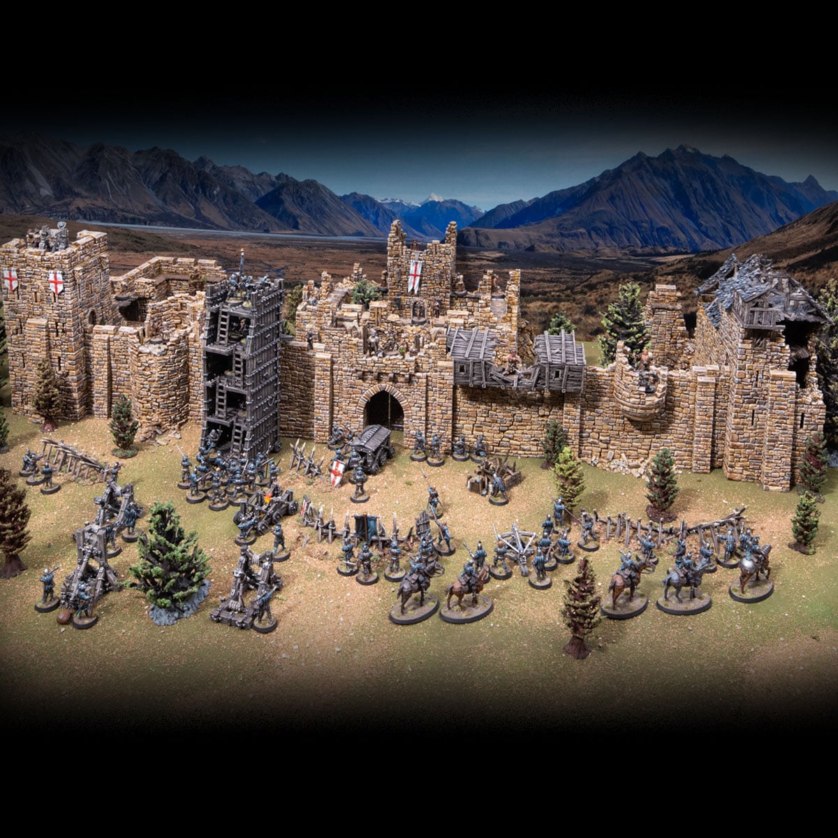 3d printed and painted castle for dnd and wargaming