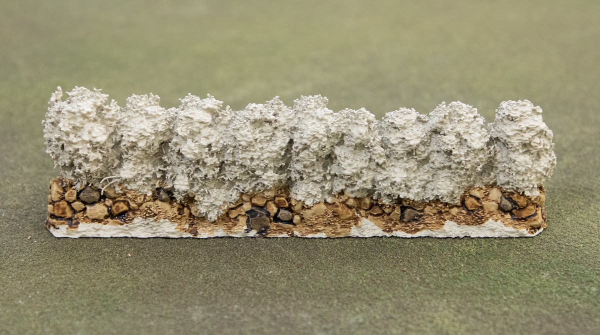 Picking out bricks with sepia wash on 3d printable castle hedges