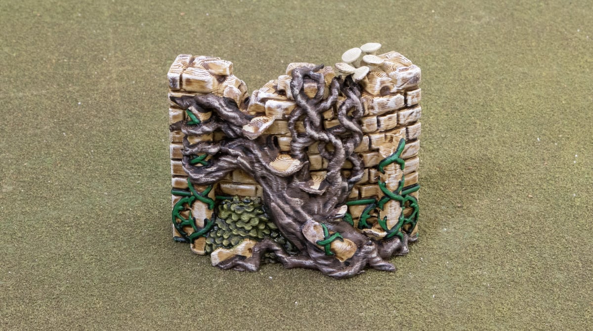 Elven groves model with a layer of militarum green paint