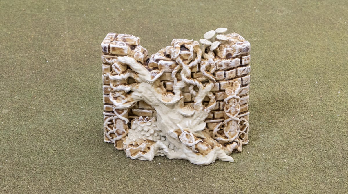 Elven groves model with a drybrush of light sand