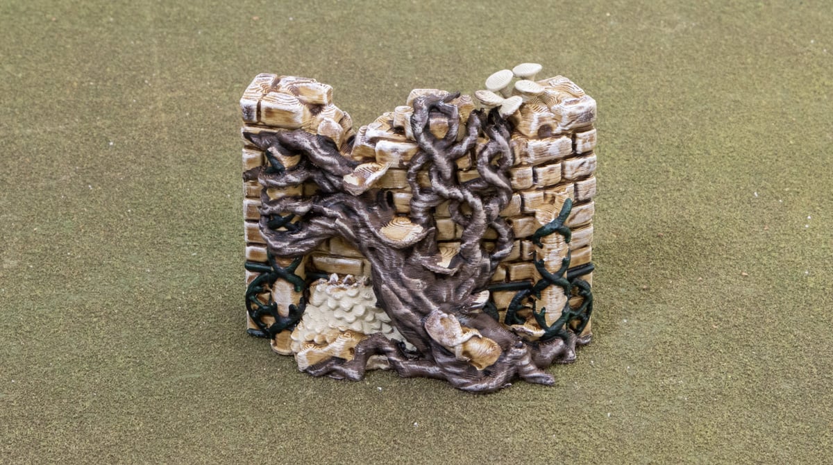 Elven groves model with a layer of dark angels green paint