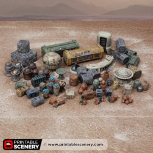 3d printed and painted desert planet scatter models for dnd and sc-fi wargames