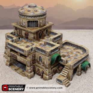 3D printed and painted Dustbowl Cantina for sci-fi and fantasy tabletop games