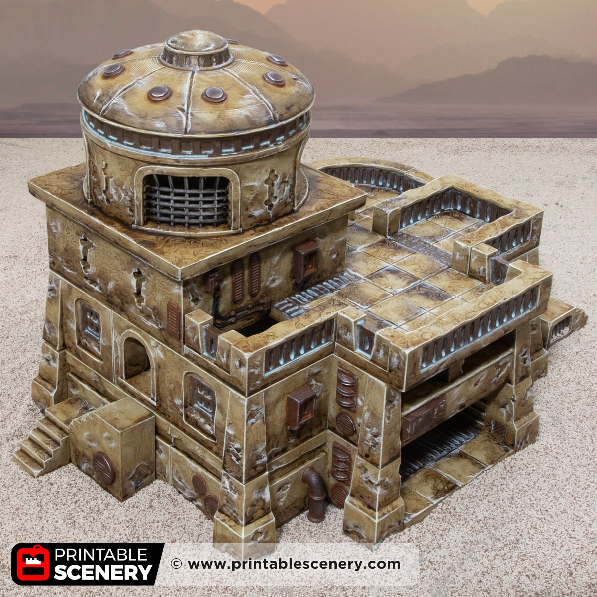 3D printed and painted Dustbowl Cantina for sci-fi and fantasy tabletop games
