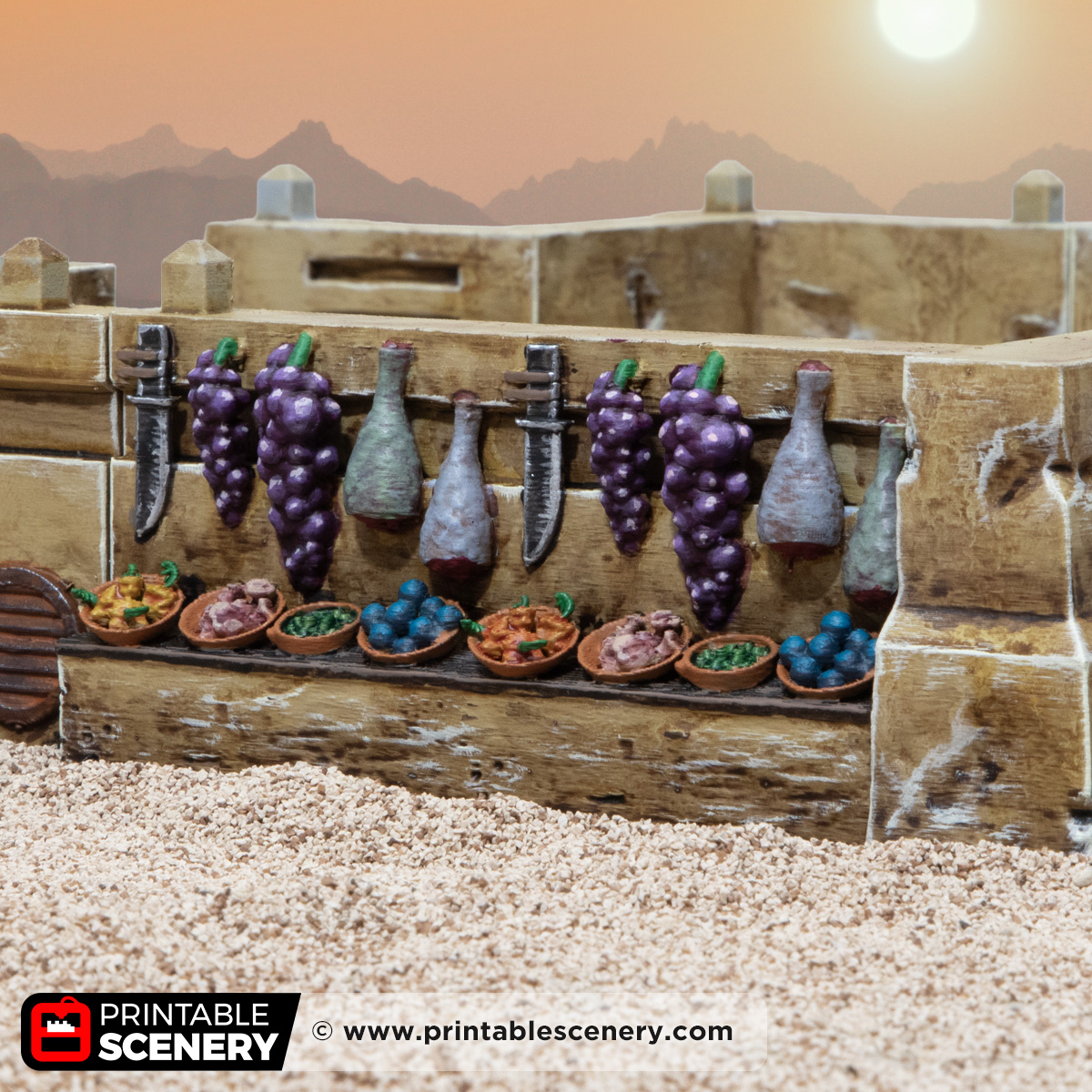 3D printed and painted Dustbowl Cantina for sci-fi and fantasy tabletop games
