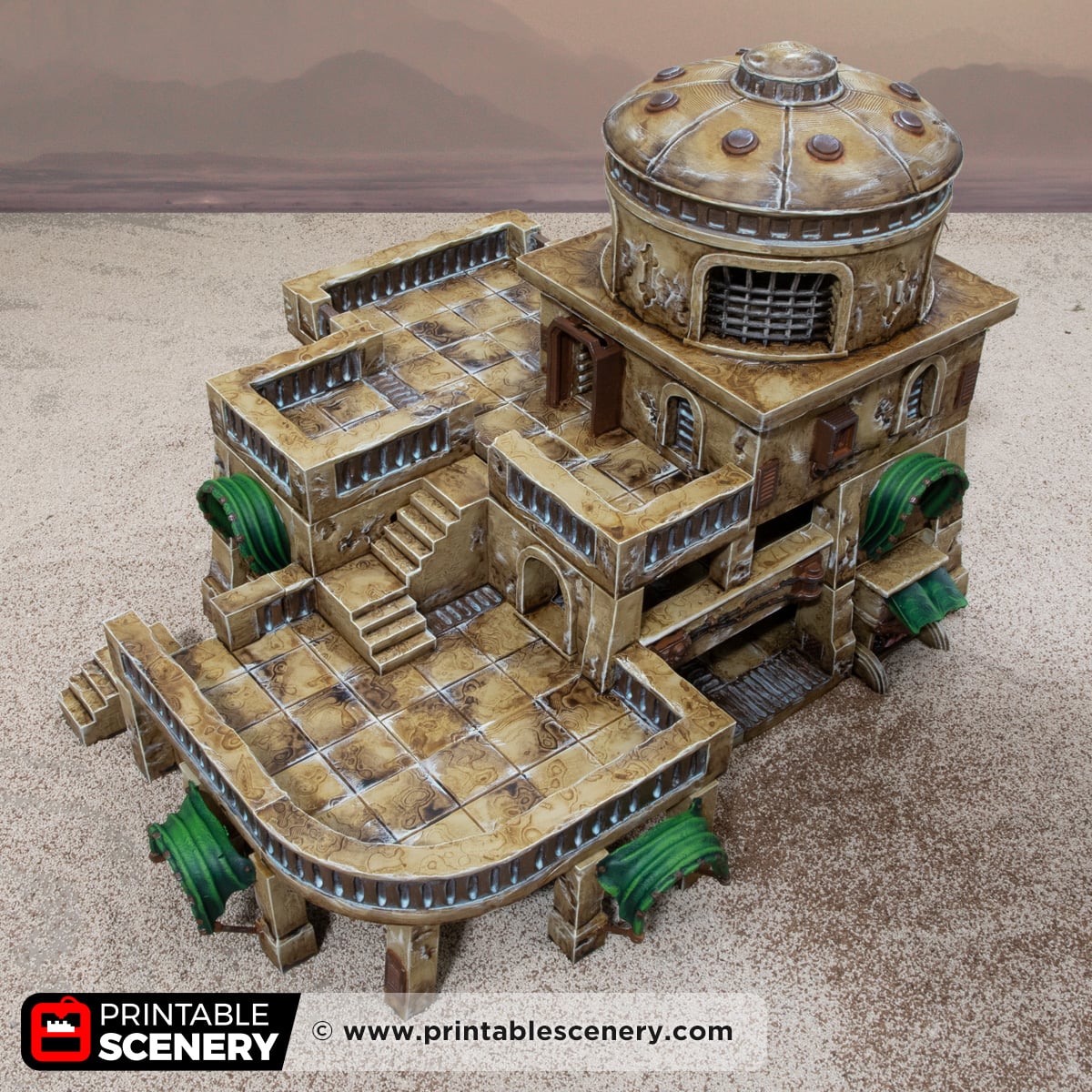 3D printed and painted Dustbowl Cantina for sci-fi and fantasy tabletop games