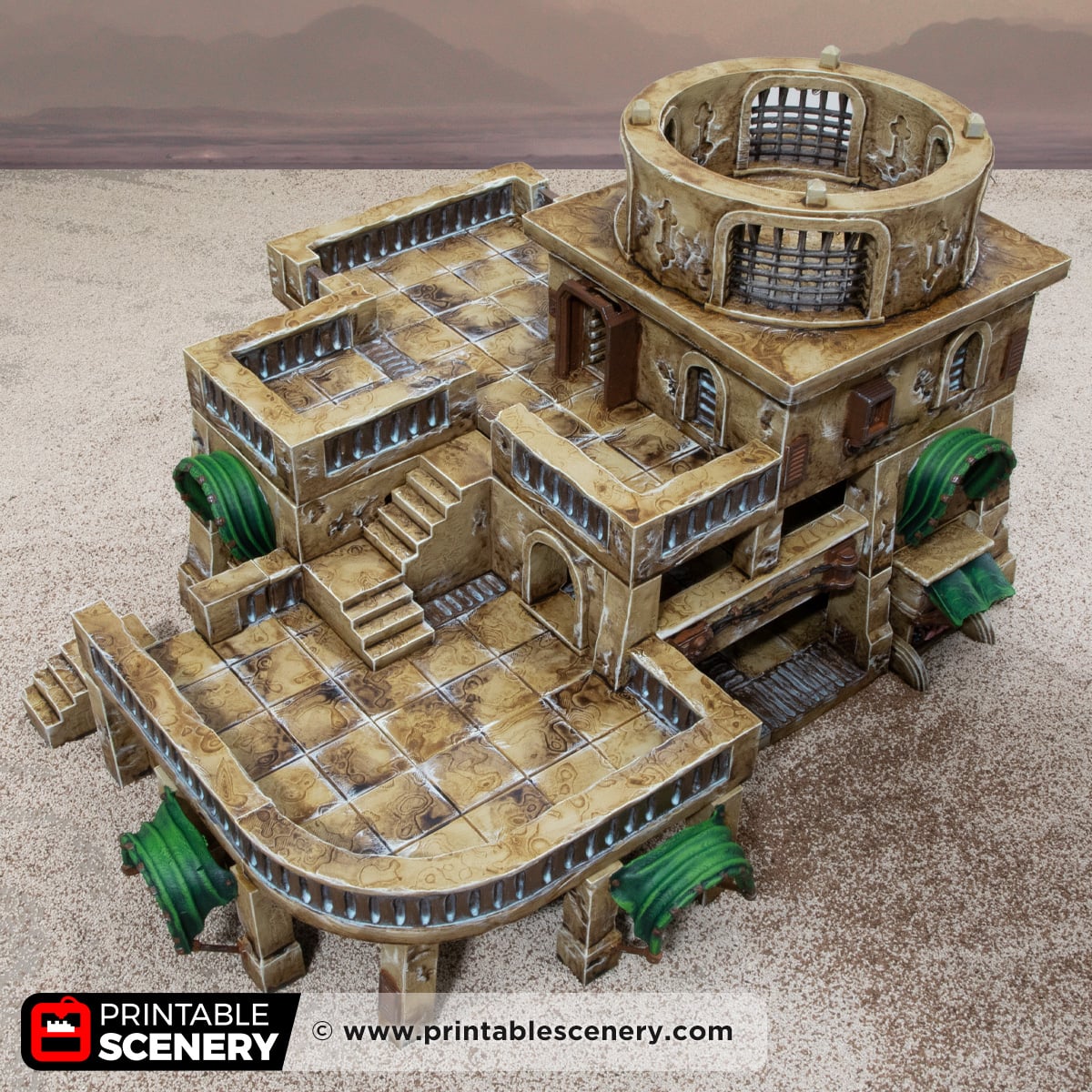 3D printed and painted Dustbowl Cantina for sci-fi and fantasy tabletop games