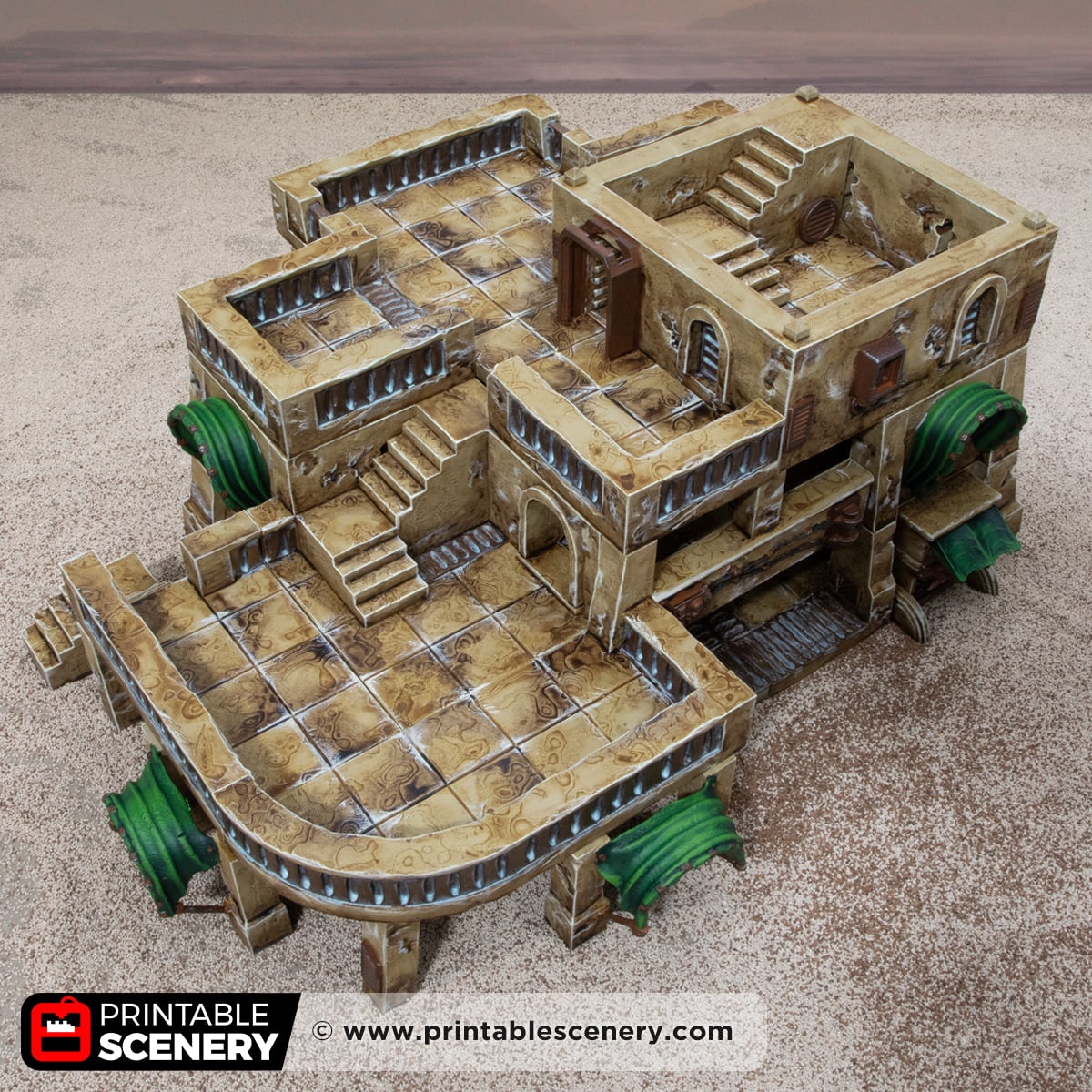 3D printed and painted Dustbowl Cantina for sci-fi and fantasy tabletop games