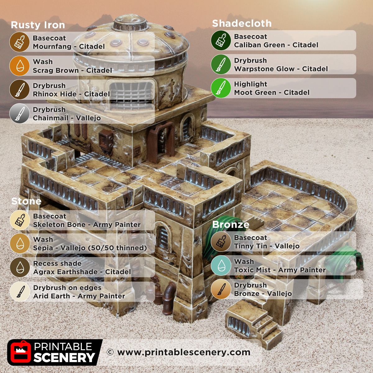 3D printed and painted Dustbowl Cantina for sci-fi and fantasy tabletop games