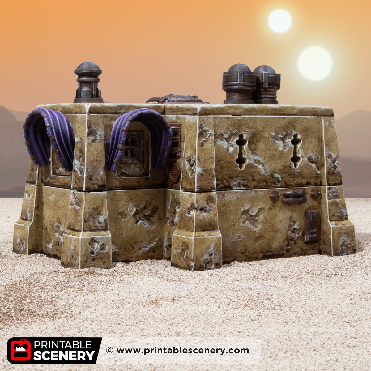 3D printed and painted Sandshade Hut for sci-fi and fantasy tabletop games