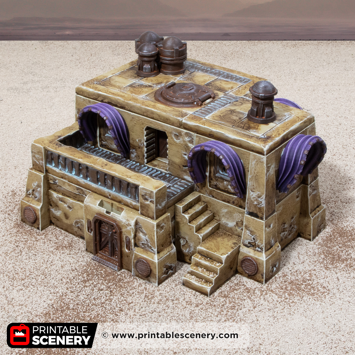 3D printed and painted Sandshade Hut for sci-fi and fantasy tabletop games