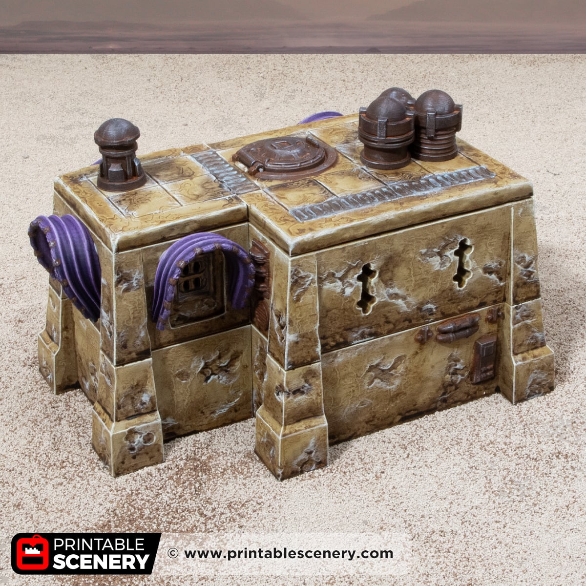 3D printed and painted Sandshade Hut for sci-fi and fantasy tabletop games