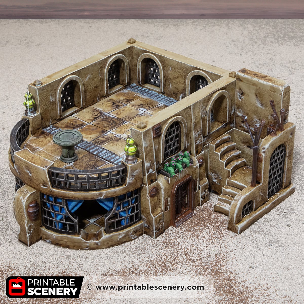 3D printed and painted Spice Den, a sci fi model for tabletop games