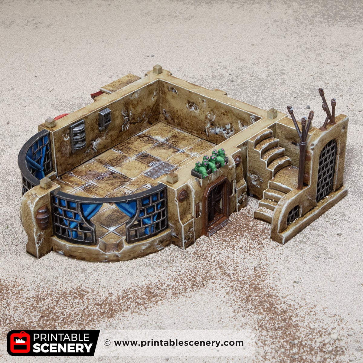 3D printed and painted Spice Den, a sci fi model for tabletop games