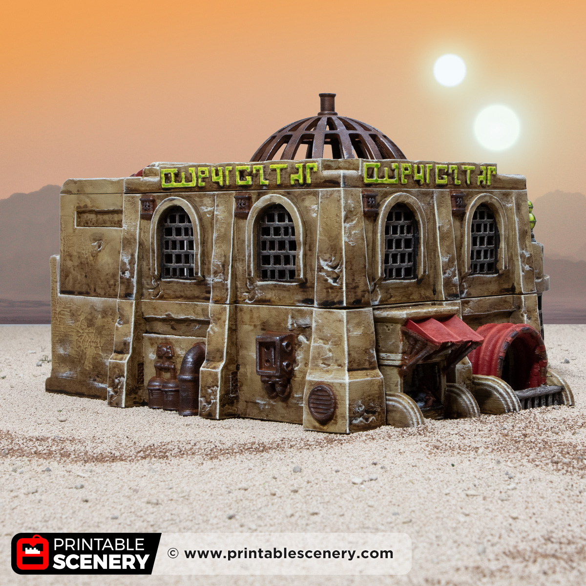 3D printed and painted Spice Den, a sci fi model for tabletop games